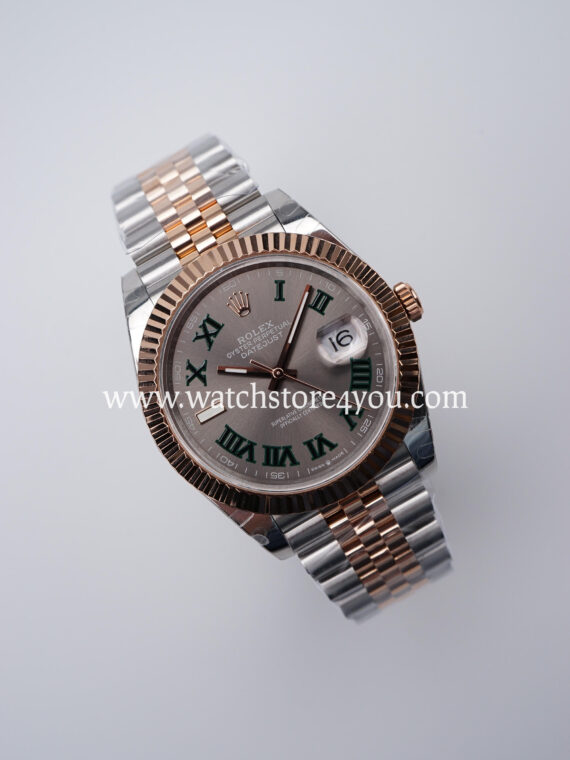 Rolex DateJust Wimbledon Dial Fluted Jubilee Bi Color Rose Gold 41MM BP