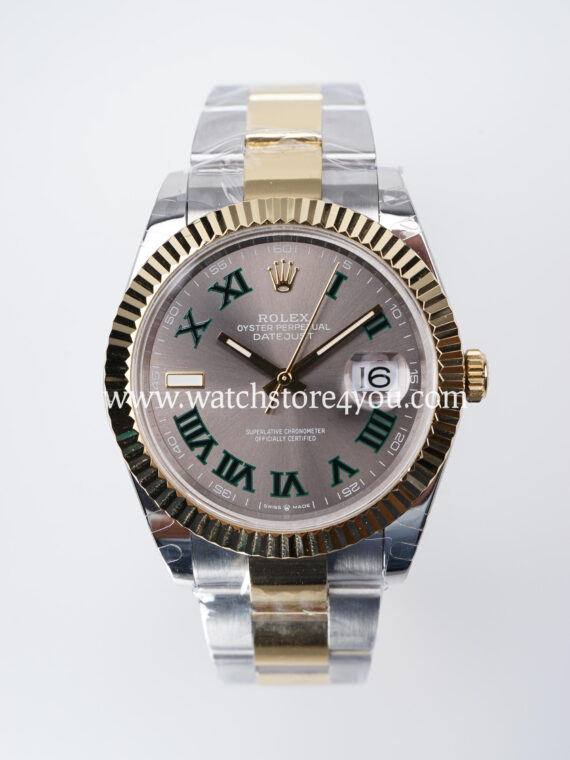 Rolex DateJust Wimbledon Dial Fluted Oyster Bi Color Yellow Gold 41MM BP