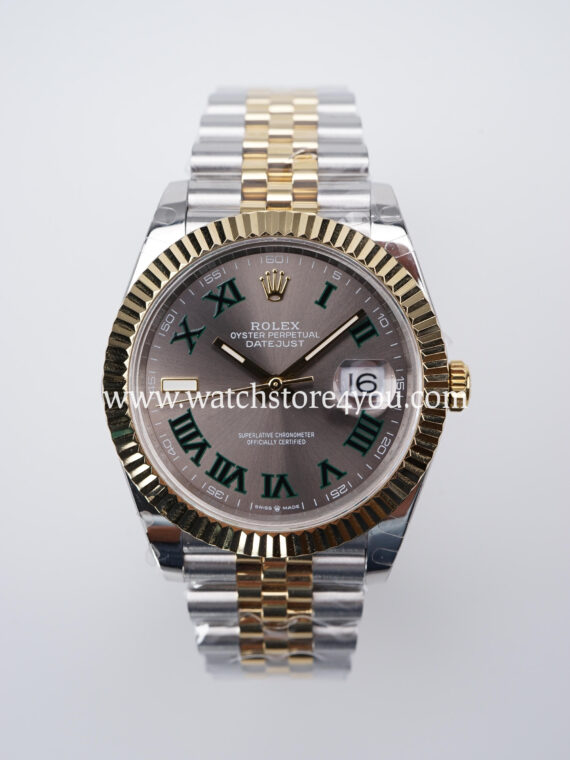 Rolex DateJust Wimbledon Dial Fluted Jubilee Bi Color Yellow Gold 41MM BP