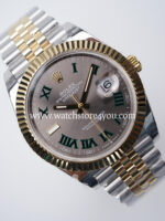 Rolex DateJust Wimbledon Dial Fluted Jubilee Bi Color Yellow Gold 41MM BP