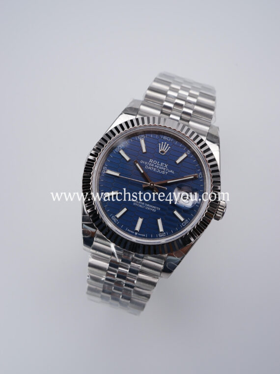 Rolex DateJust Blue Motif Dial Fluted Jubilee 41MM BP