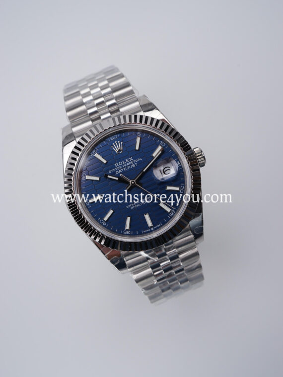 Rolex DateJust Blue Motif Dial Fluted Jubilee 41MM BP