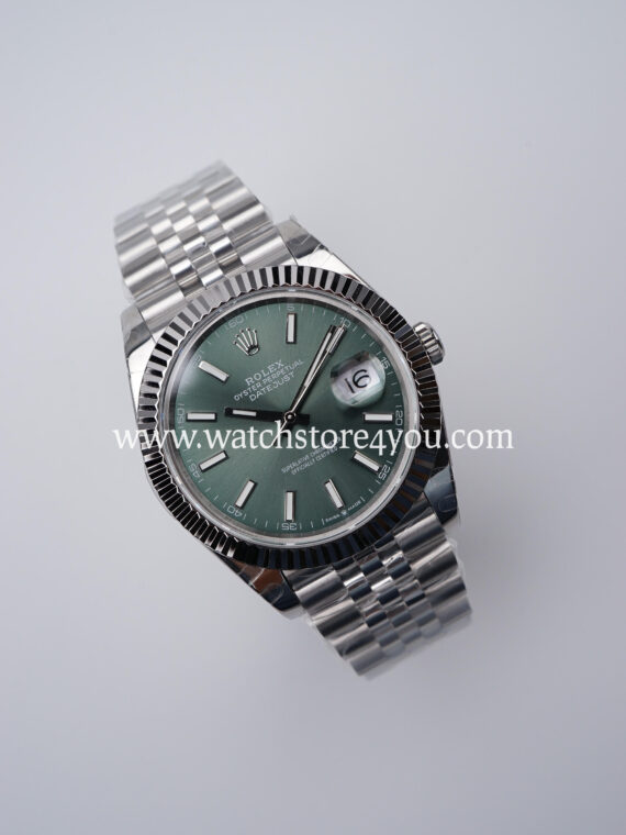 Rolex DateJust Mint Green Dial Fluted Jubilee 41MM BP