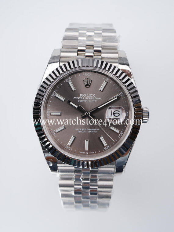 Rolex DateJust Rhodium Grey Dial Fluted Jubilee 41MM BP