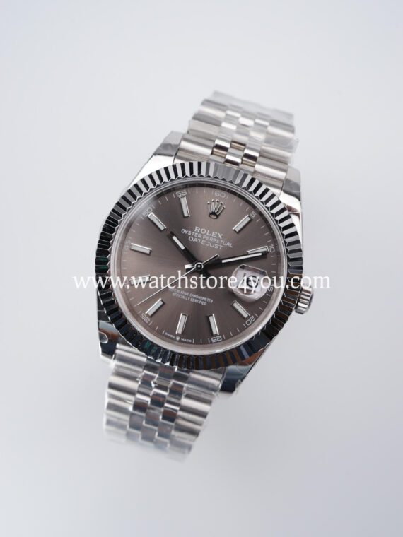 Rolex DateJust Rhodium Grey Dial Fluted Jubilee 41MM BP