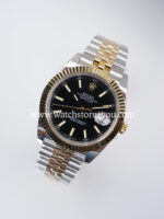 Rolex DateJust Black Dial Fluted Jubilee Bi Color Yellow Gold 41MM BP