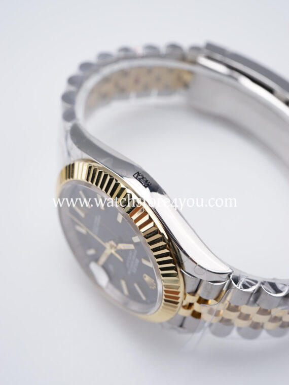 Rolex DateJust Black Dial Fluted Jubilee Bi Color Yellow Gold 41MM BP