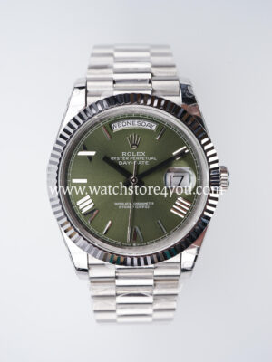 Rolex DayDate Olive Green Roman Dial White Gold 40MM BP