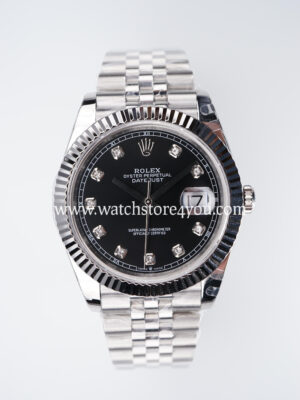 Rolex DateJust Black Diamond Dial Fluted Jubilee 41MM BP