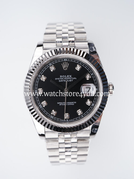 Rolex DateJust Black Diamond Dial Fluted Jubilee 41MM BP