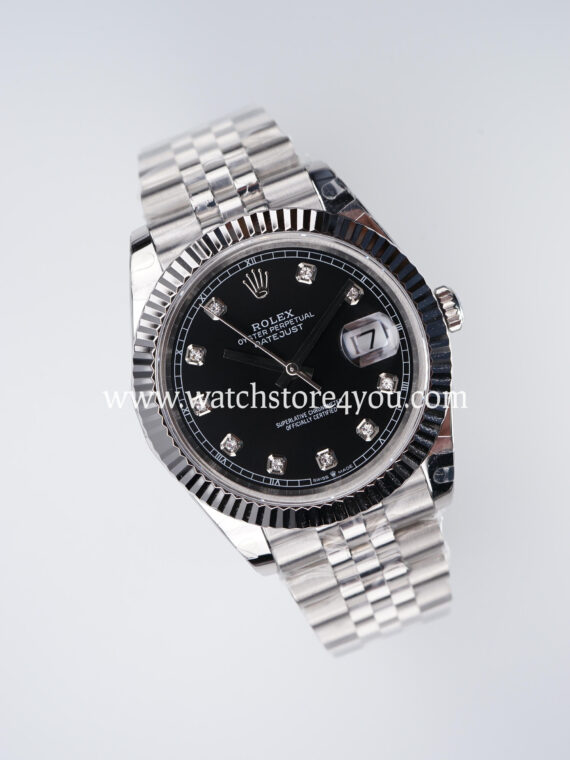 Rolex DateJust Black Diamond Dial Fluted Jubilee 41MM BP