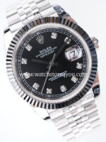 Rolex DateJust Black Diamond Dial Fluted Jubilee 41MM BP