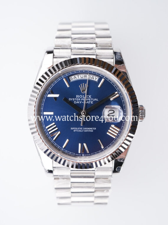 Rolex DayDate Blue Roman Dial White Gold 40MM BP