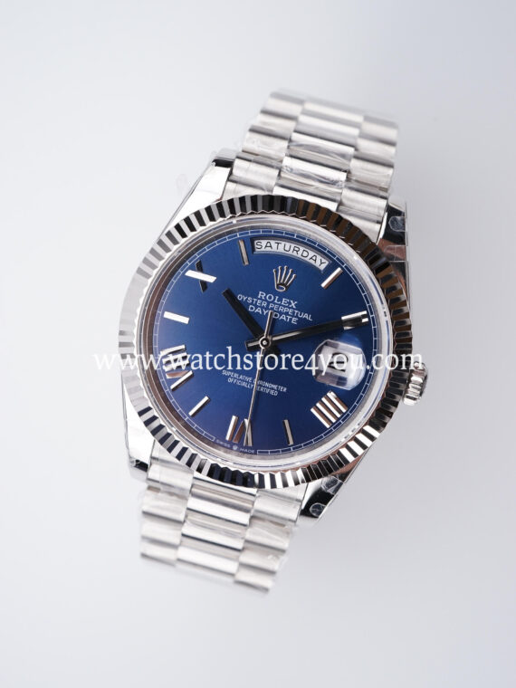 Rolex DayDate Blue Roman Dial White Gold 40MM BP