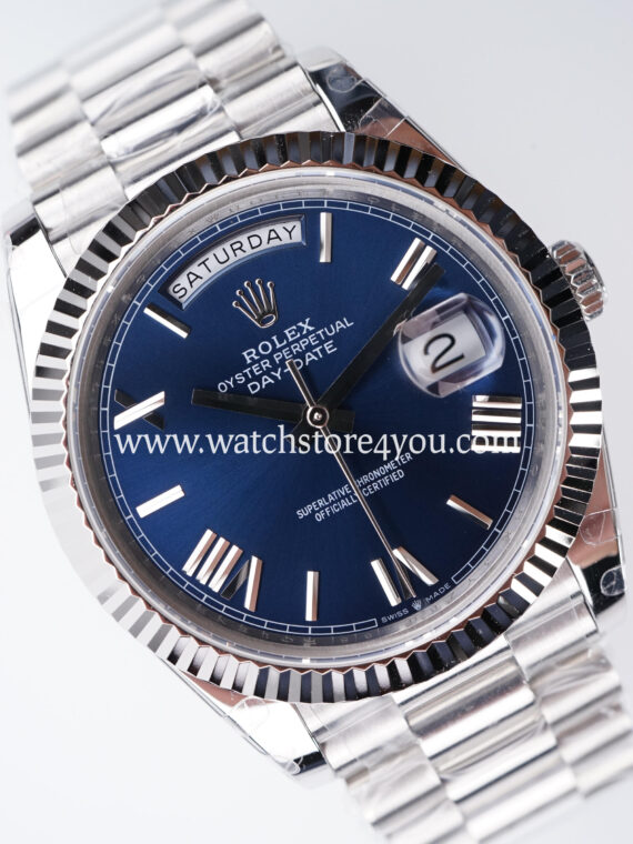 Rolex DayDate Blue Roman Dial White Gold 40MM BP