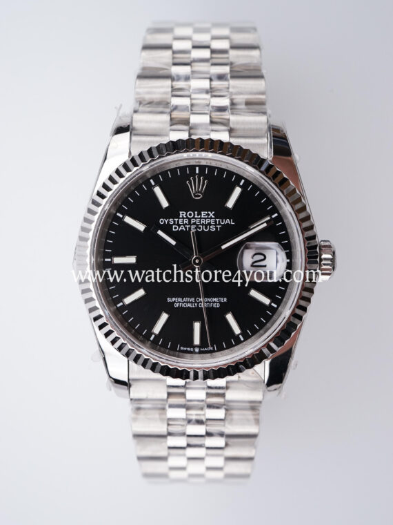 Rolex DateJust Black Dial Fluted Jubilee 36MM BP