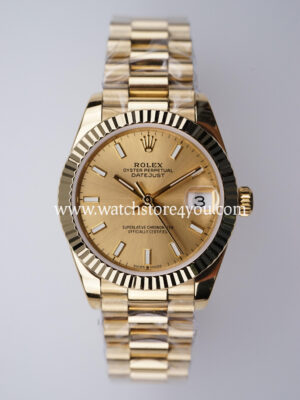 Rolex DateJust Champagne Dial Fluted President Yellow Gold 31MM BP