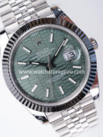 Rolex DateJust Mint Green Motif Dial Fluted Jubilee 41MM BP