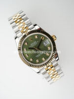 Rolex DateJust Green Diamond Dial Fluted Jubilee Bi Color Yellow Gold 31MM BP