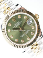 Rolex DateJust Green Diamond Dial Fluted Jubilee Bi Color Yellow Gold 31MM BP