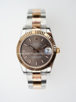 Rolex DateJust Rhodium Grey Dial Fluted Oyster Bi Color Rose Gold 31MM BP