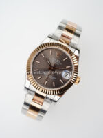 Rolex DateJust Rhodium Grey Dial Fluted Oyster Bi Color Rose Gold 31MM BP