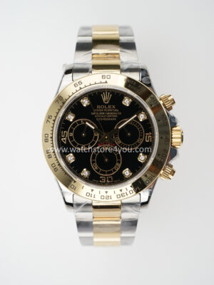 Rolex Cosmograph Daytona Black Diamond Dial Bi Color Yellow Gold 40MM BP