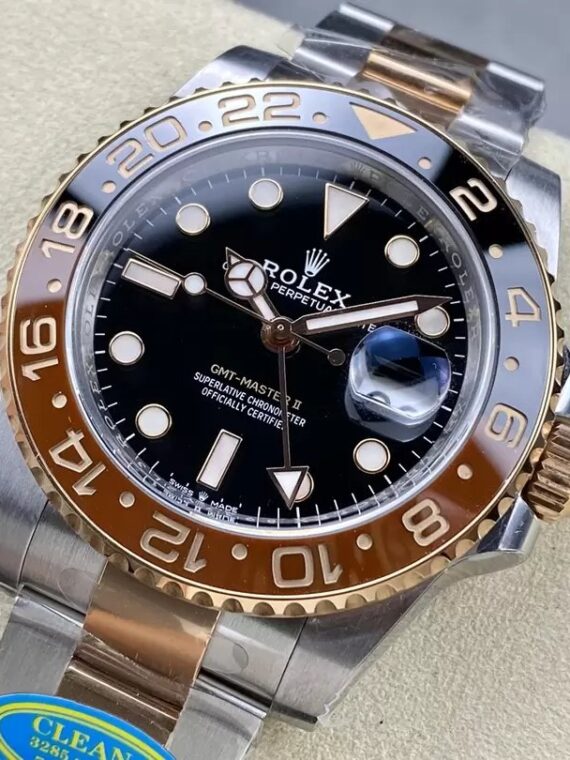 *NEW* 3285 Rolex GMT-Master II Rootbeer Bi Color Rose Gold 40MM Clean Factory