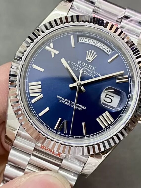 *Heavy Edition V4* Rolex Daydate Blue Roman White Gold Tungsten Steel 40MM GM Factory