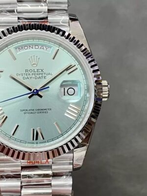 *Heavy Edition V4* Rolex Daydate Ice Blue Roman Platina Tungsten Steel 40MM GM Factory