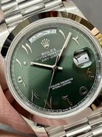 *Heavy Edition V4* Rolex Daydate Arabic Green Platina Tungsten Steel 40MM GM Factory