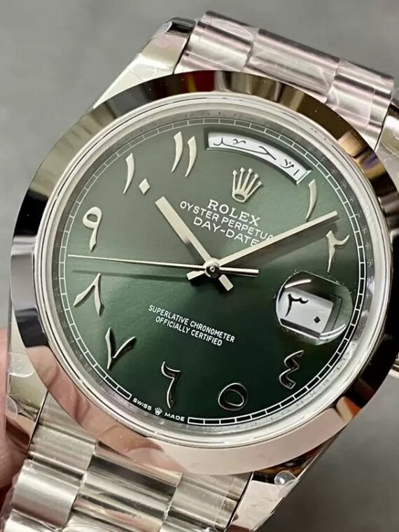 *Heavy Edition V4* Rolex Daydate Arabic Green Platina Tungsten Steel 40MM GM Factory