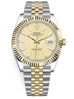 Rolex DateJust Champagne Motif Dial Fluted Jubilee Bi Color Yellow Gold 41MM BP