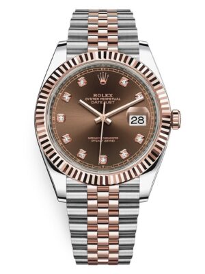 Rolex Datejust Chocolate Diamond Bi Color Rose Gold Jubilee 41MM AAA